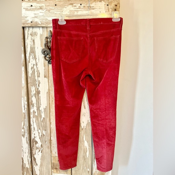 Jcrew Jeans size 29 red 9” highrise toothpick velvet pants - Picture 4 of 9